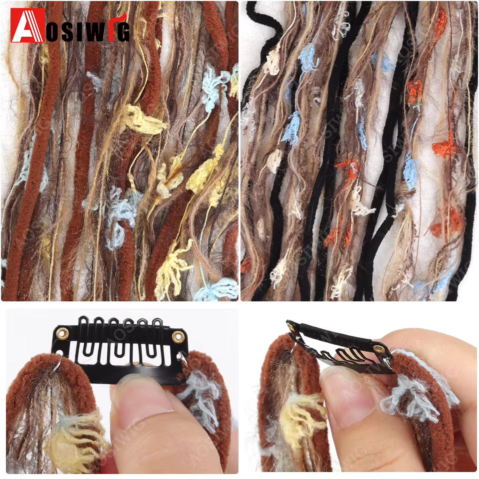 Extensions de cheveux tressées colorées à clipser