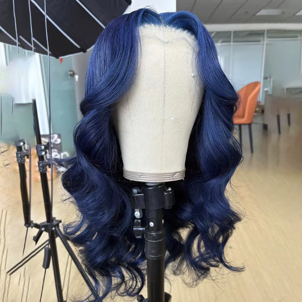 Perruque Lace Front Wig synthétique bleu foncé