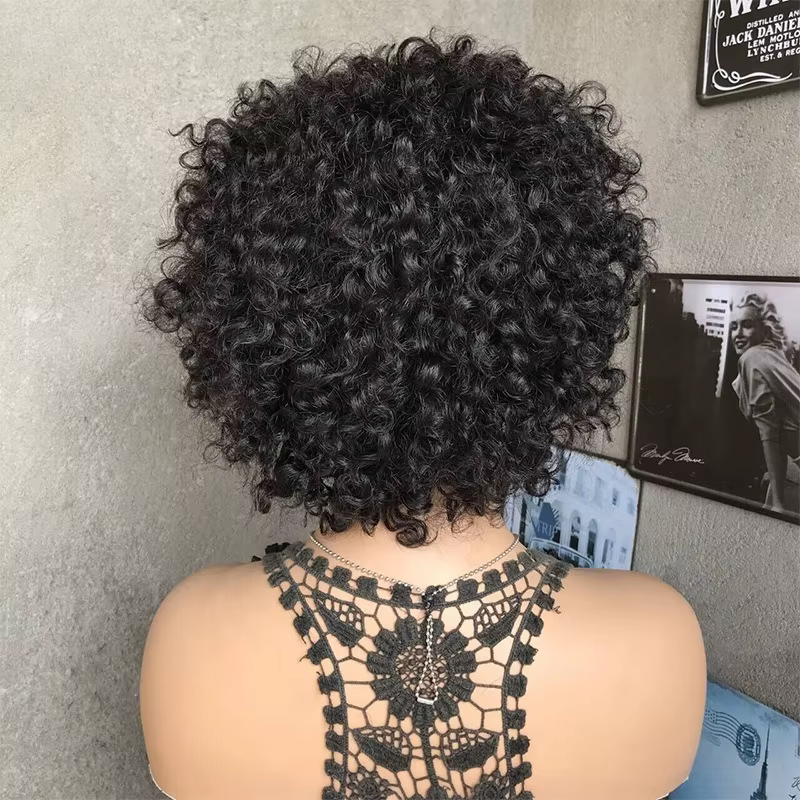 Crépus bouclés bandeau perruque 100% cheveux humains courts