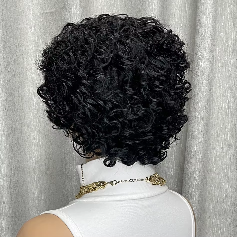 Perruque de cheveux humains crépus bouclés