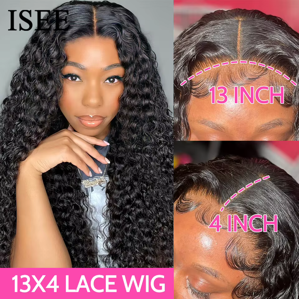 Perruque ISEE HAIR transparente à ondulations aquatiques sans colle