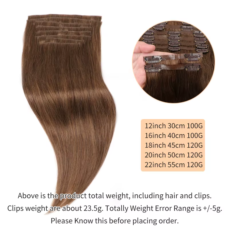 Extensions de cheveux à clips 100% vrais cheveux humains