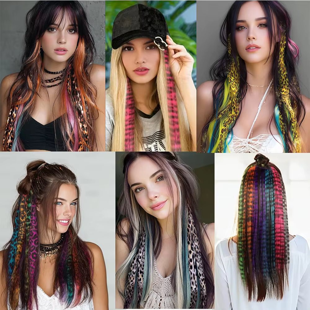 Extensions de cheveux à clipser imprimées à rayures