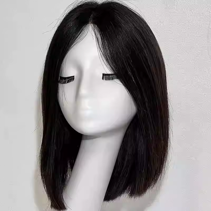 Perruque en cheveux humains Remy véritable brun moyen pour femme