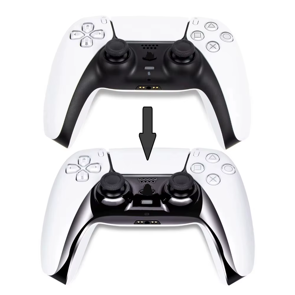 Coque de manette de remplacement chromée noire brillante DIY pour PS5, plaques personnalisées compatibles avec la mise à niveau pour PS5 Slim