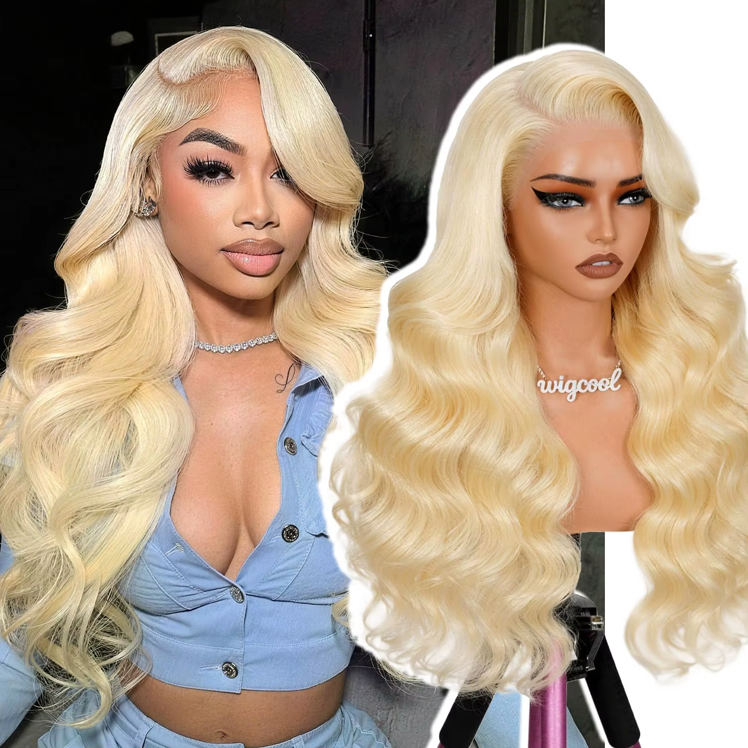 Perruque Lace Front Wig Body Wave Naturelle Blonde 613