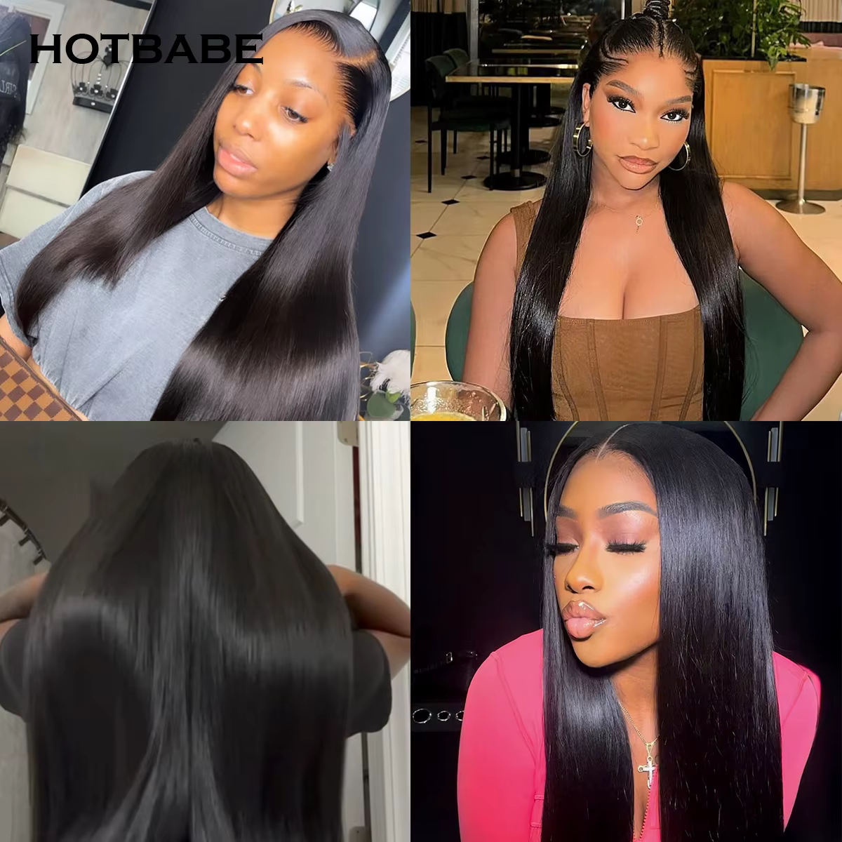 36 pouces perruques de cheveux humains droites soyeux droite 13 × 6 HD dentelle frontale perruque brésilienne