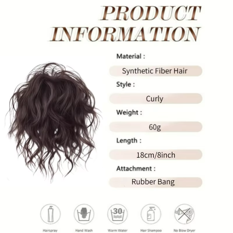 Chignon élégant en laine bouclée synthétique avec élastique