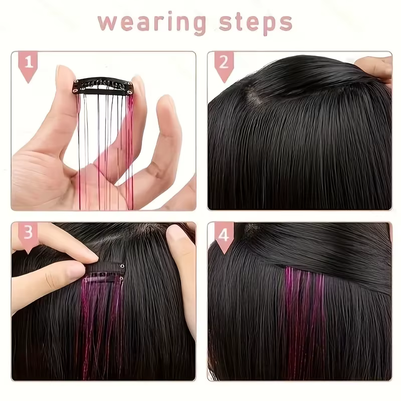 Extensions de cheveux en soie arc-en-ciel scintillantes pour femmes