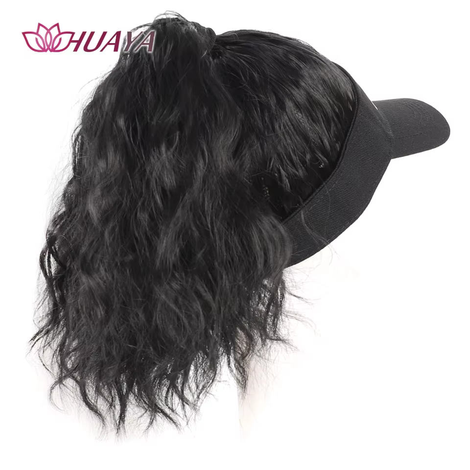 Extensions de cheveux synthétiques dames bouclés queue de cheval perruques chapeau connecté couvre-tête casquette à