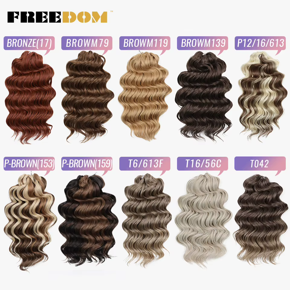 FREEDOM synthétique torsion Crochet cheveux bouclés 16 pouces vague profonde tresse