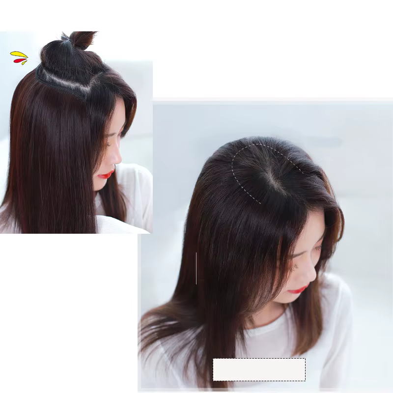 WIGSIN – postiche synthétique courte et lisse, 20cm/30cm, sans couture, partie en V, demi-perruque pour femmes, augmente le Volume des cheveux