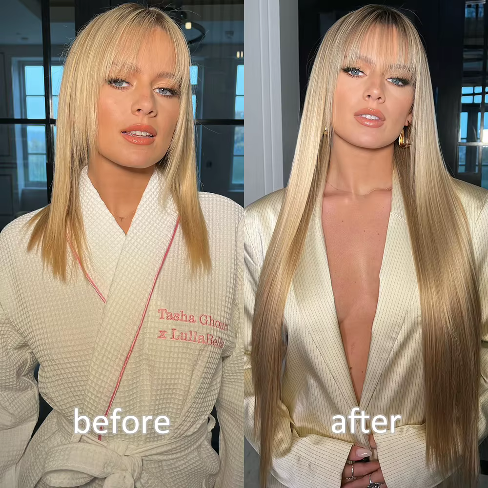 Extensions de cheveux synthétiques longues droites pour femmes