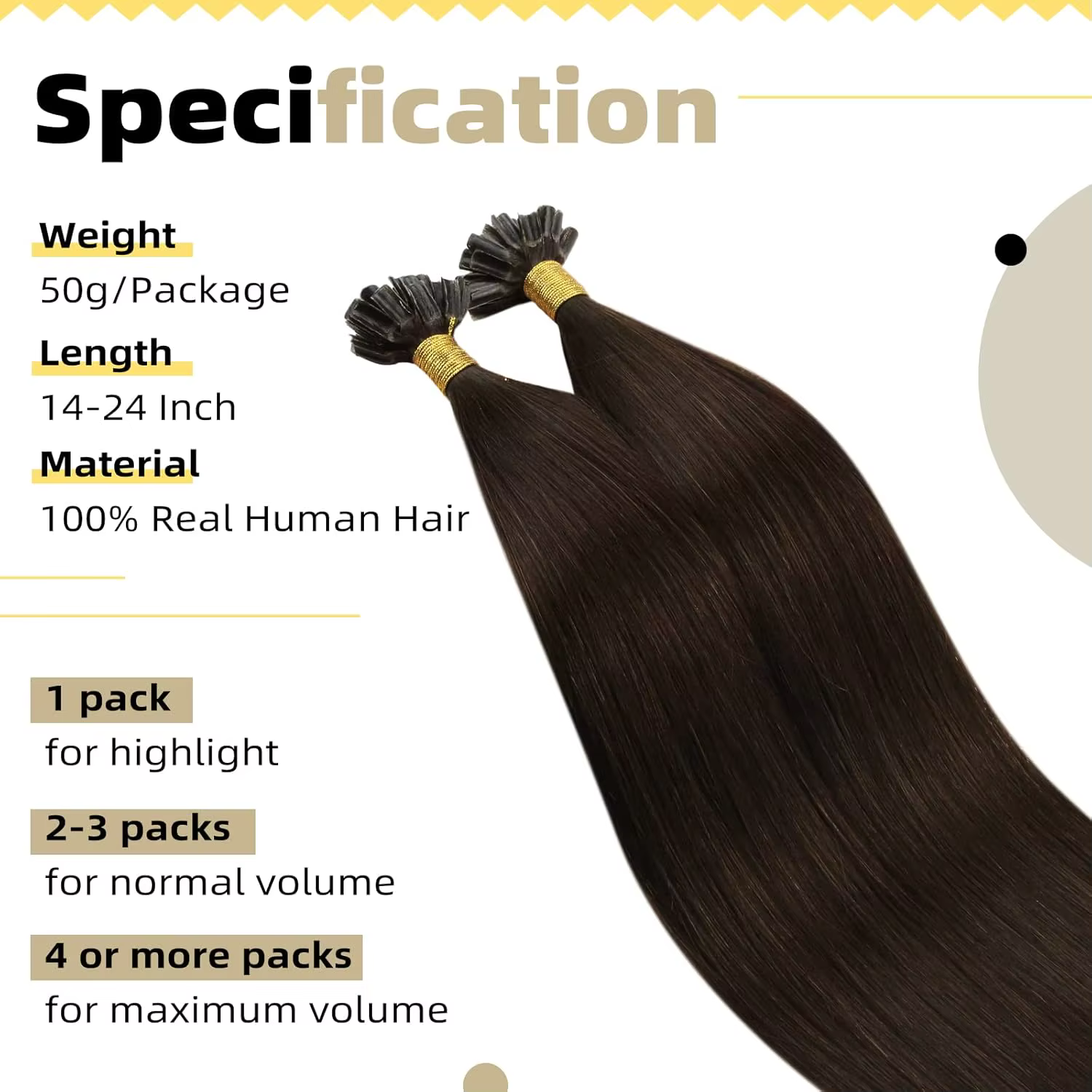 Ugeat U pointe Extensions de cheveux 14-22