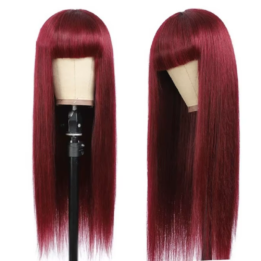 Perruque synthétique rouge bordeaux la plus vendue pour cheveux longs et raides