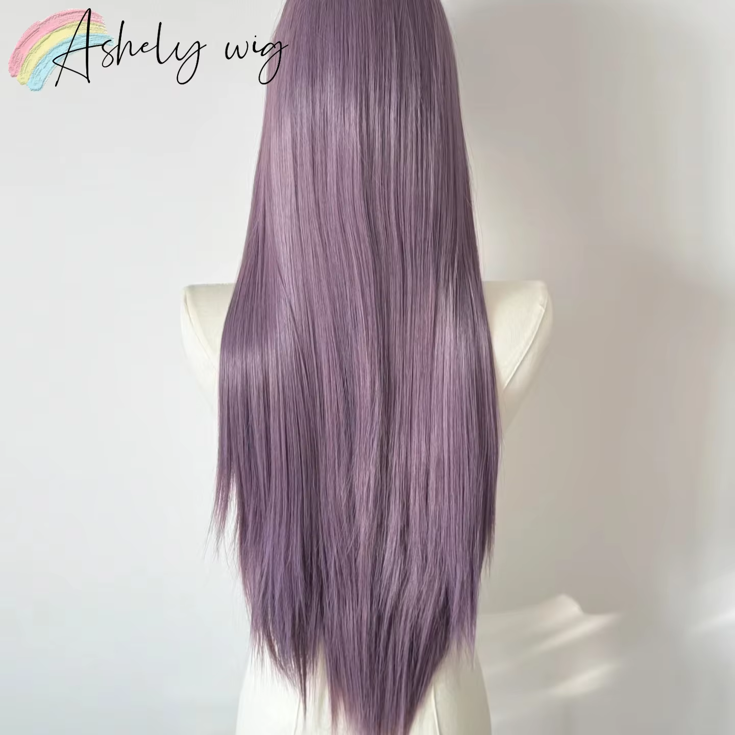 Perruque violette longue droite en dentelle pour femme