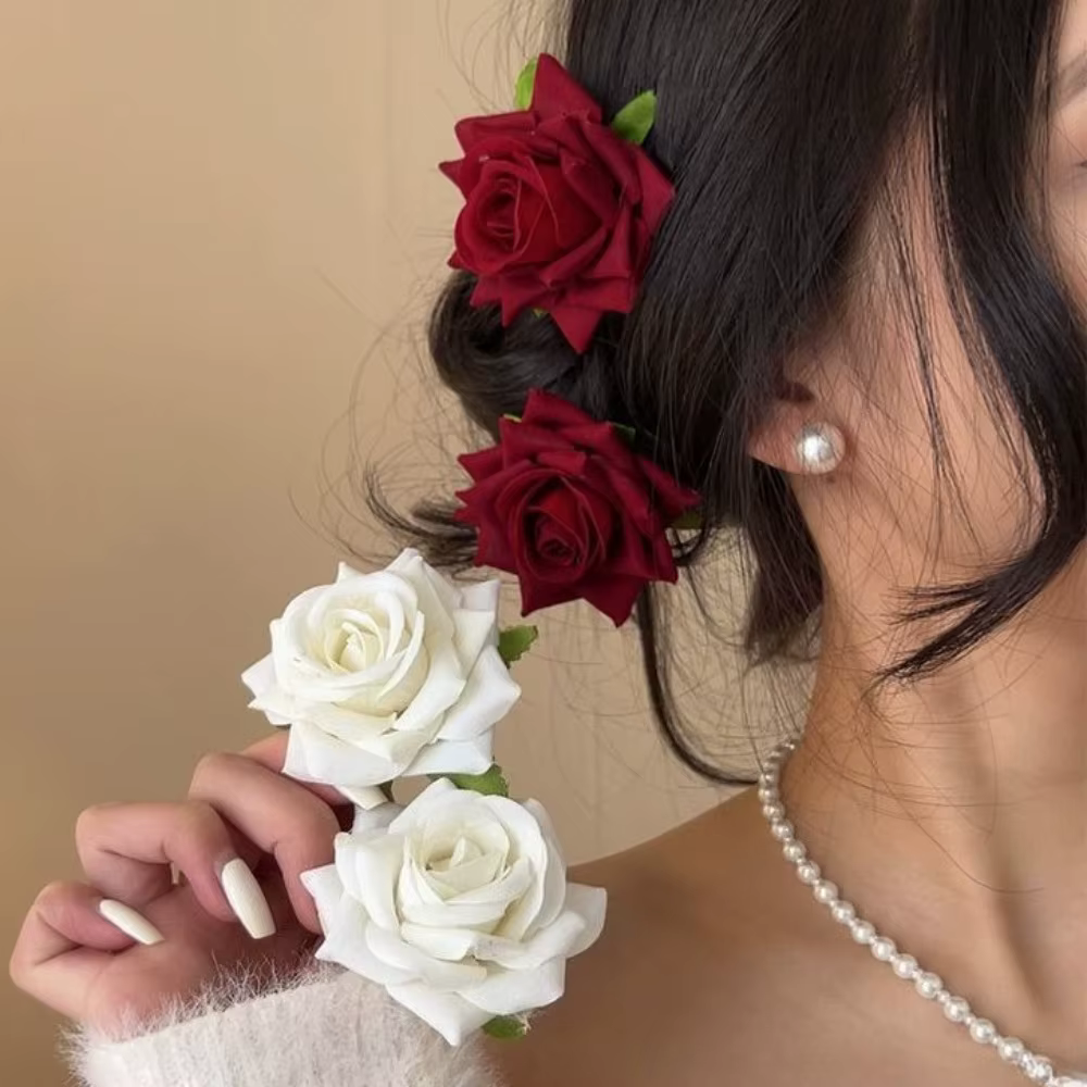 Pince à cheveux rose rouge pour femme