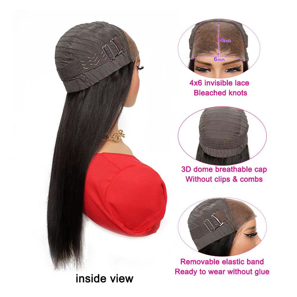 Perruque Lace Front 6*4 avec Nœuds Blanchis