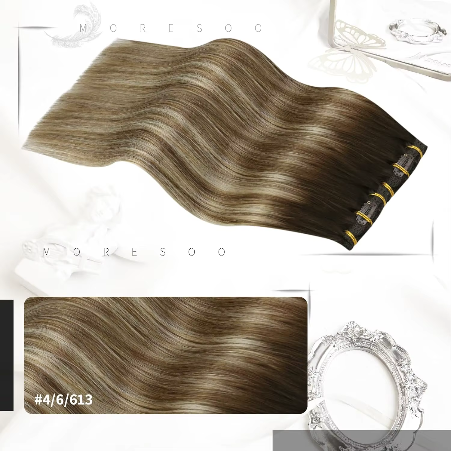 Moresoo-Extensions de cheveux à clipser
