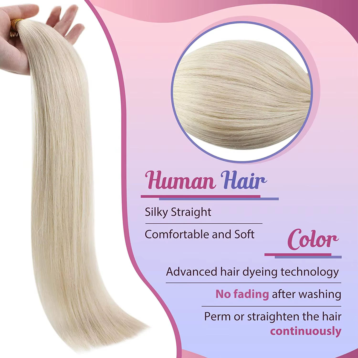 VeSunny-Extensions de Cheveux Naturels Lisses Blonds I-Tip