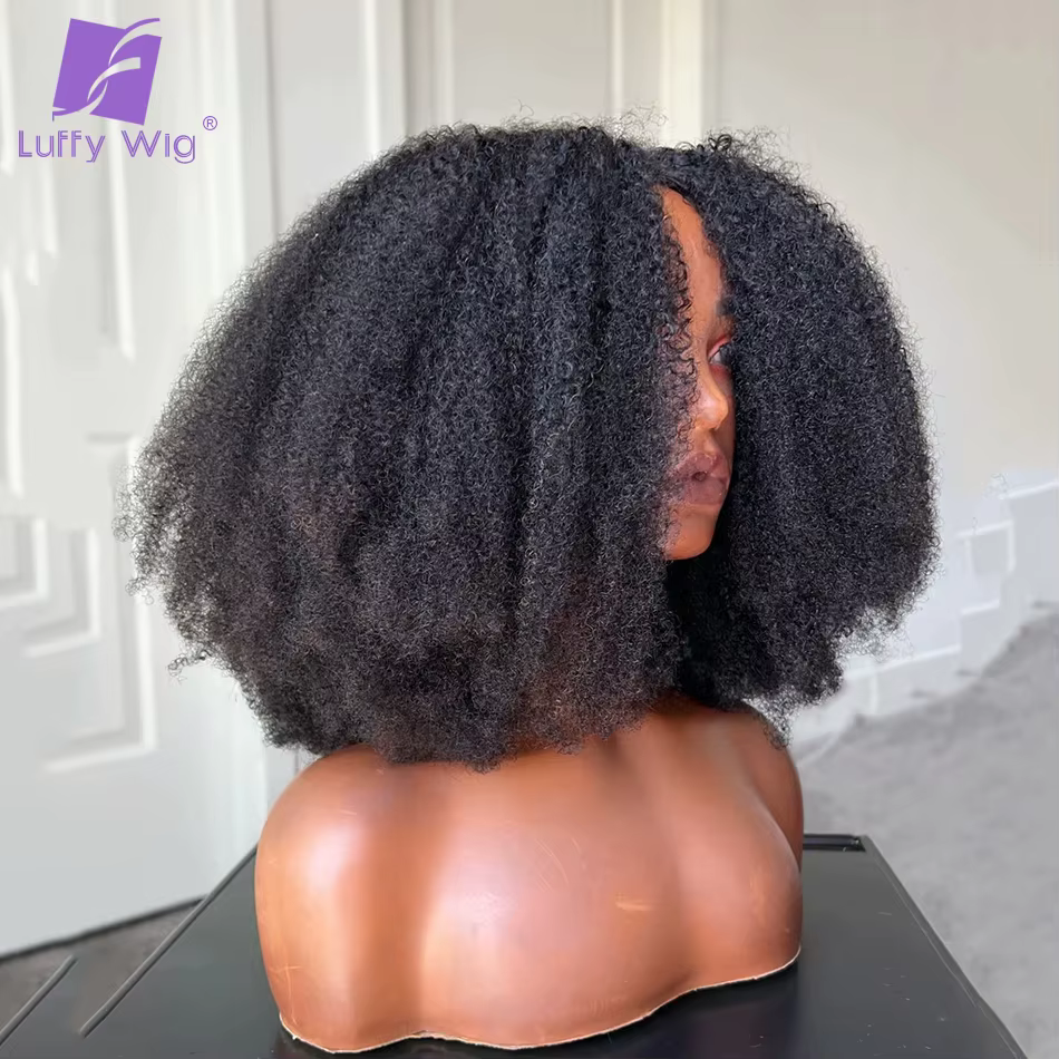 200 densité V forme perruque Afro crépus bouclés cheveux humains V partie