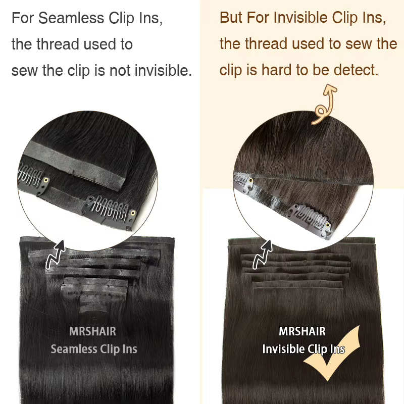 CLIP PU INVISIBLE de cheveux humains dans des EXTENSIONS de bande PU injecté trame 7PCS/SET 12-24INCH 100G 120G