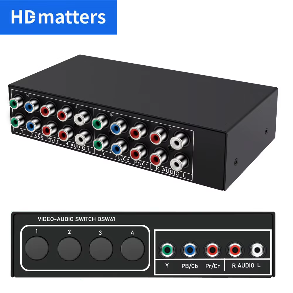 Commutateur de composants YPbPr 4X1/3X1, commutateur vidéo et audio YPbPr 3/4 entrées 1 sortie, sélecteur de vidéo composant 5 RCA YPbPr B
