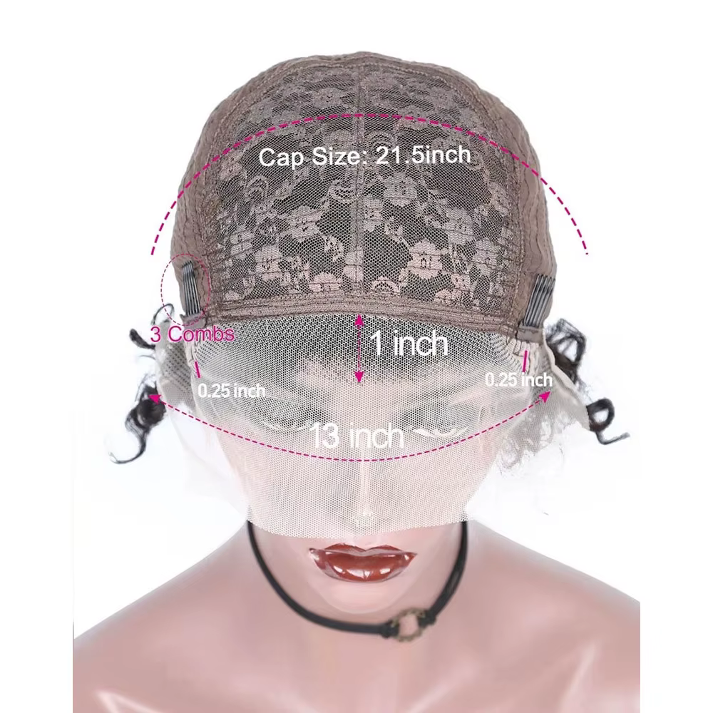 Perruque de cheveux humains avant de dentelle bouclée courte pour les femmes