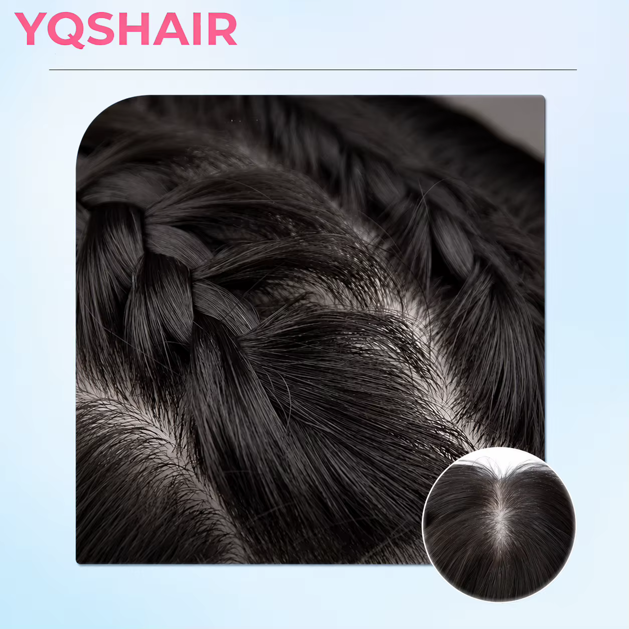 Perruque de cheveux humains en soie 6 "x 6"