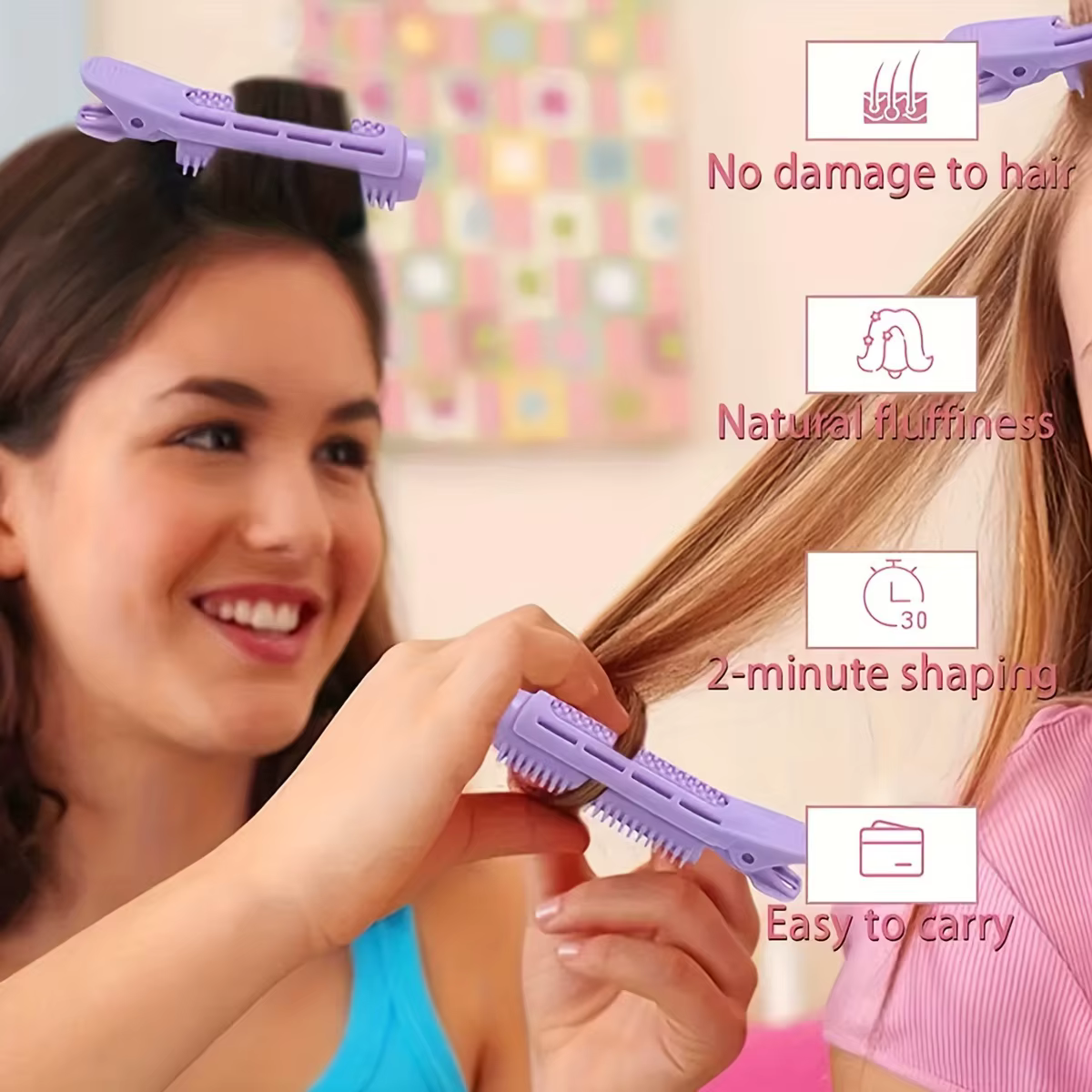8 rouleaux à cheveux sans chaleur en spirale pour volume à la racine