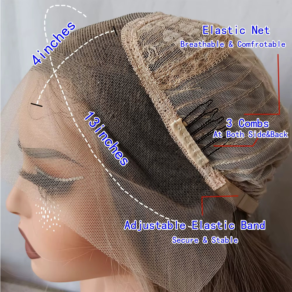 Perruque Lace Front Wig Balayage Blonde, partie libre, HD, aspect réaliste, racines brun foncé, fibre synthétique ondulée naturelle résistante à la chaleur