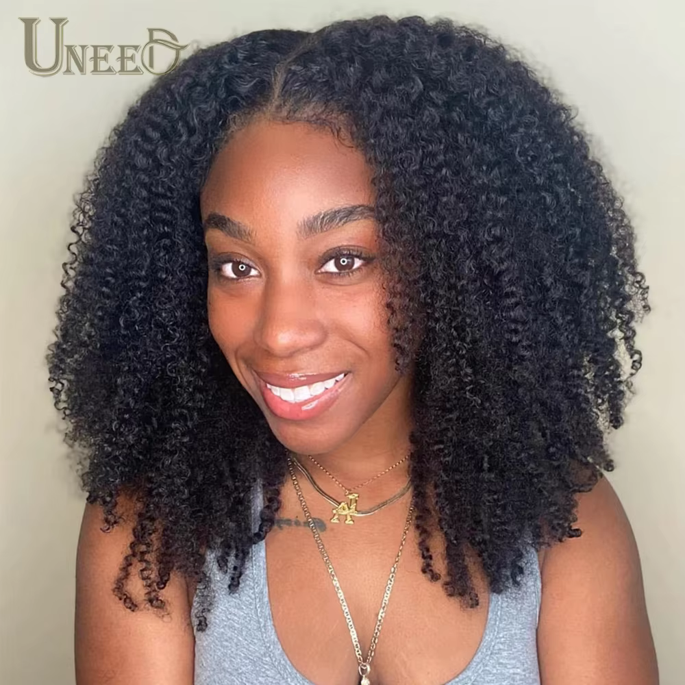 Perruque Cheveux Humains Bouclés Crépus Mongols 13x4