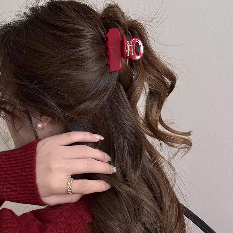 Pinces à cheveux en acétate rouge
