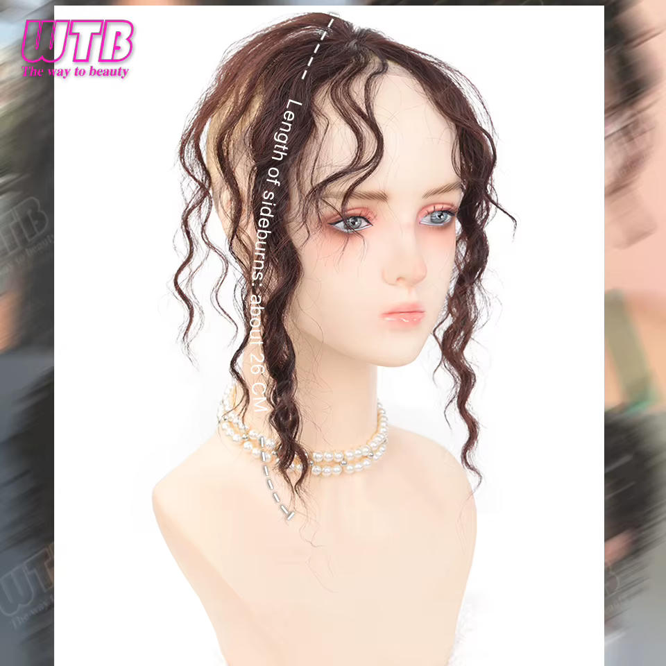 Perruque synthétique WTB à franges crochetées à la main, style clip BB, franges bouclées en laine moelleuse, adaptée au quotidien et aux occasions spéciales pour femmes