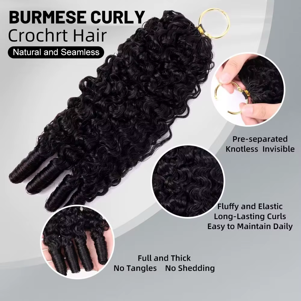 Extensions de cheveux humains au crochet pré-bouclées 60g