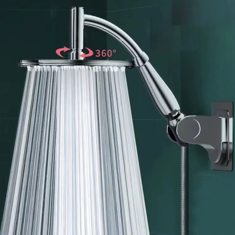 Rallonge de pommeau de douche haute pression, pluie, carré, acier inoxydable, grand, incurvé