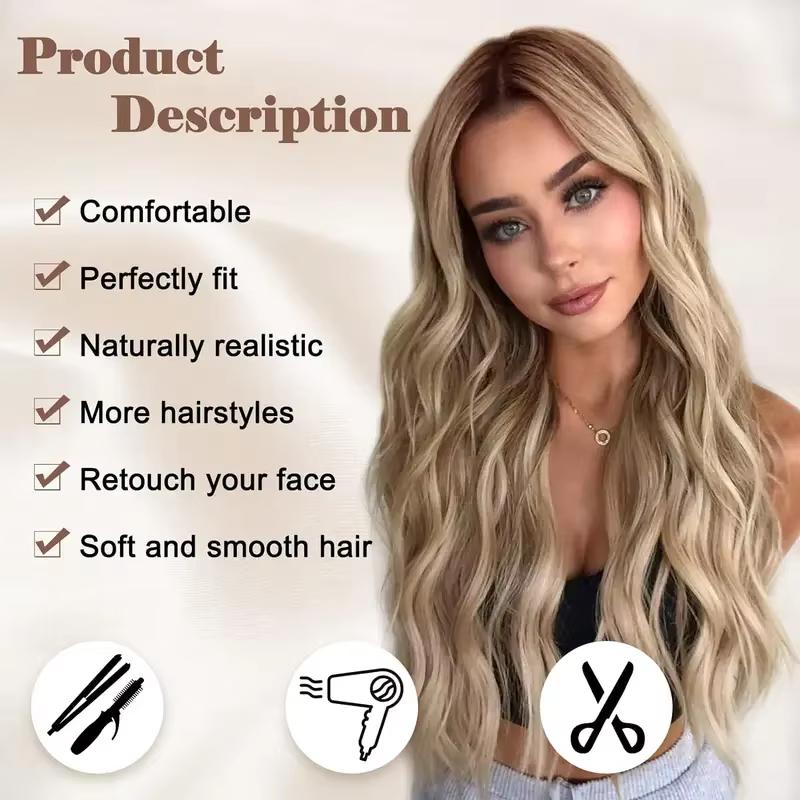 Perruque Lace Wig synthétique longue en soie mate