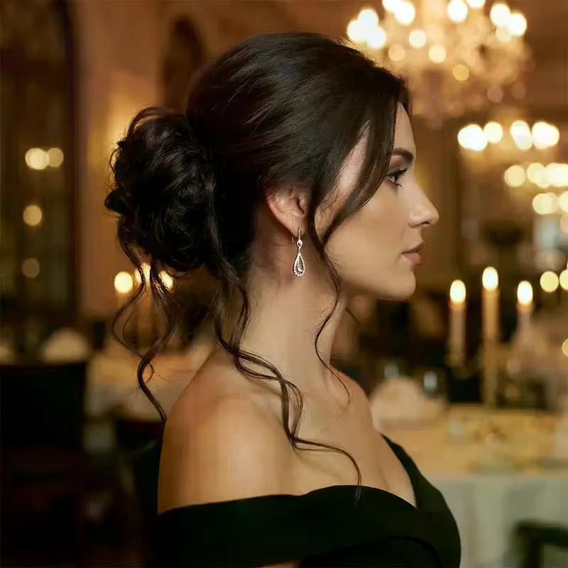 Chignon synthétique élégant et bouclé avec élastique