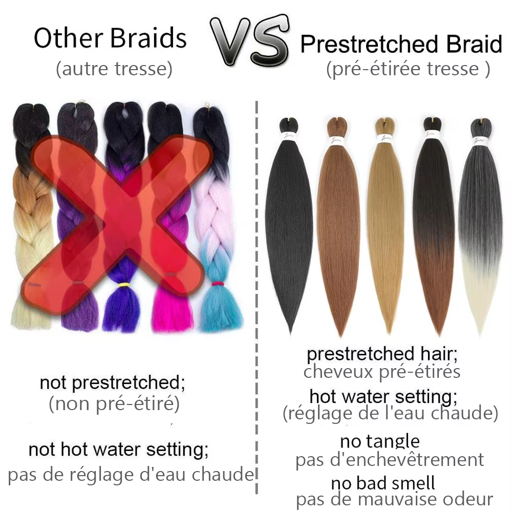 Extensions de Tresses Synthétiques Pré-étirées