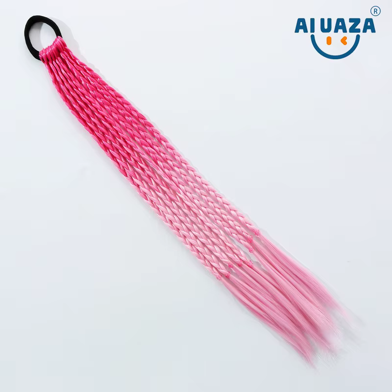 AIUAZA Extensions de cheveux tressés colorés pour enfants perruque colorée pour filles queue de cheval accessoires