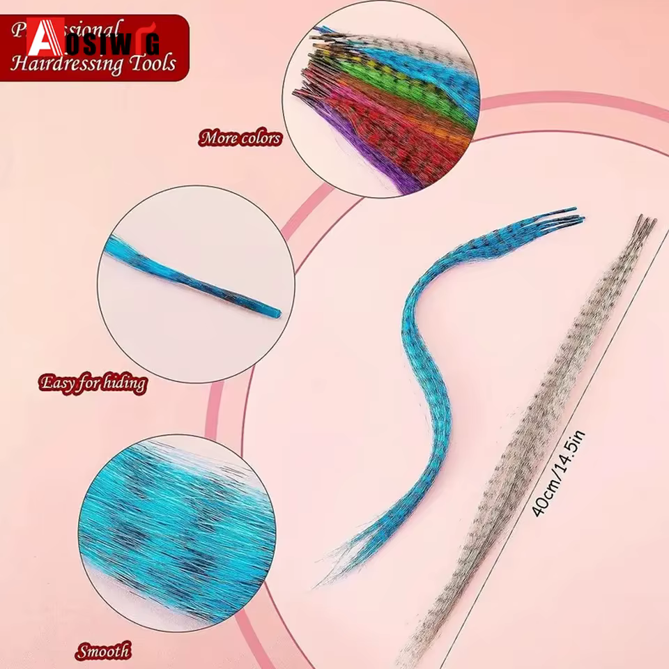 AOSISynthetic-Extensions de cheveux en plumes