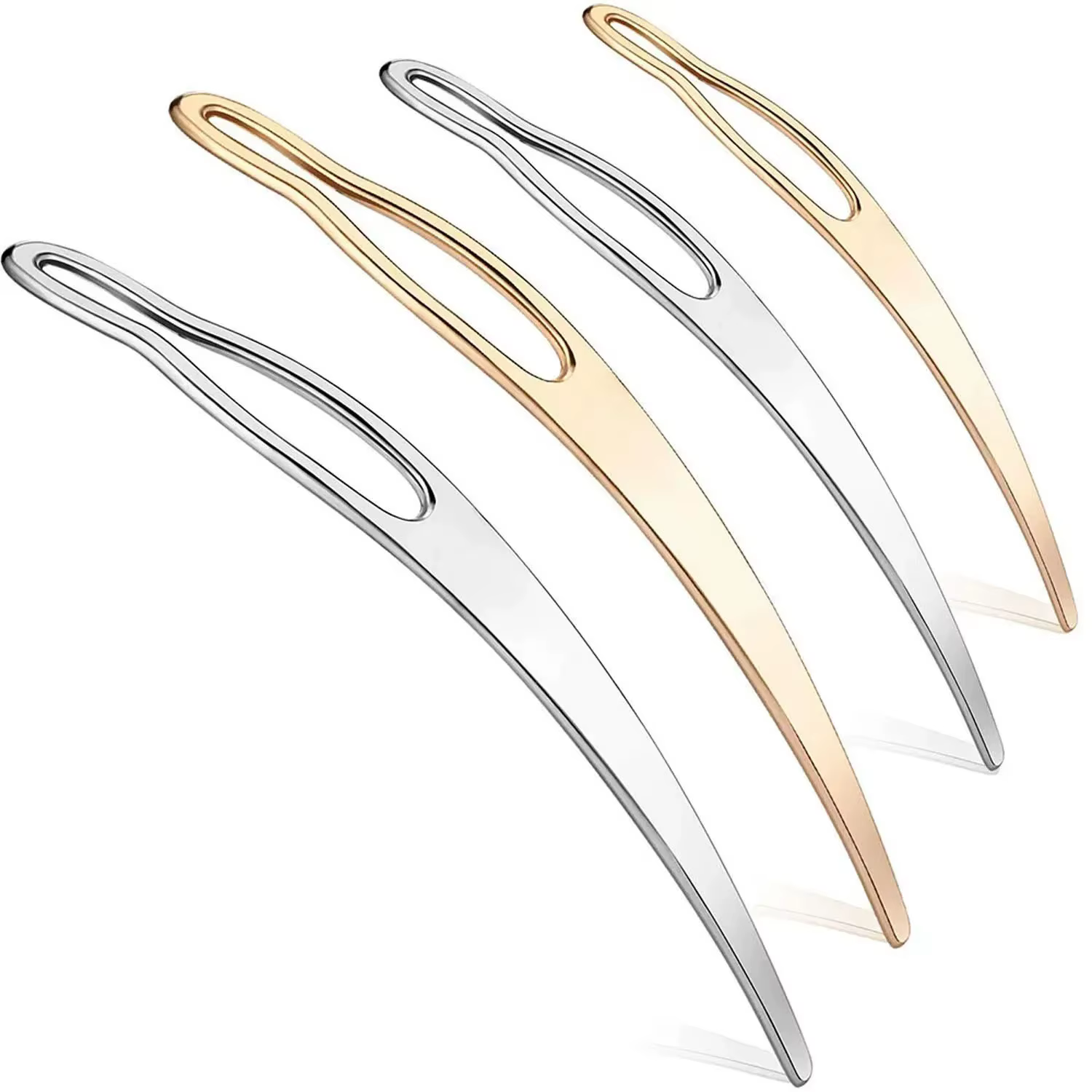 Lot de 3 aiguilles à dreadlocks imbriquées courbées pour la fabrication de perruques au crochet