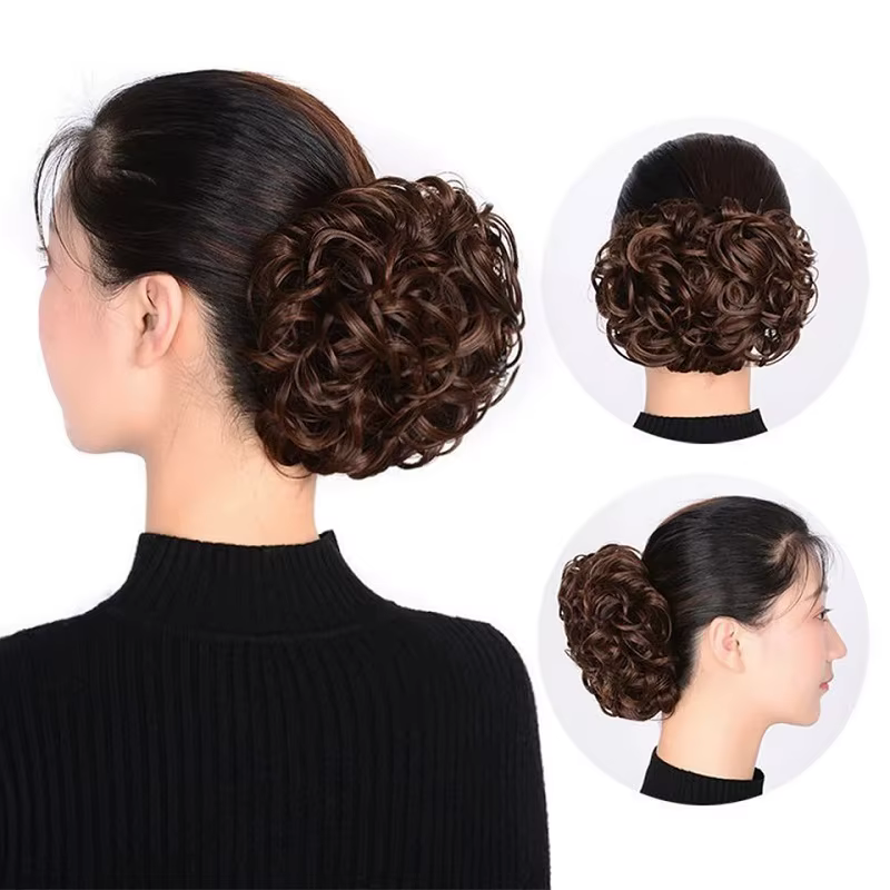 Chignon Synthétique Bouclé avec Bande de Caoutchouc artificiel astique