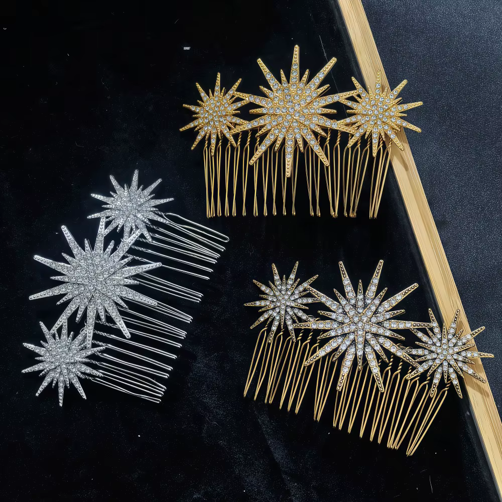 Pinces à cheveux en métal en forme d'étoile de cristal pour femmes et filles