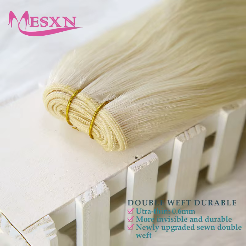 MESXN Tissage de cheveux humains Remy européens naturels