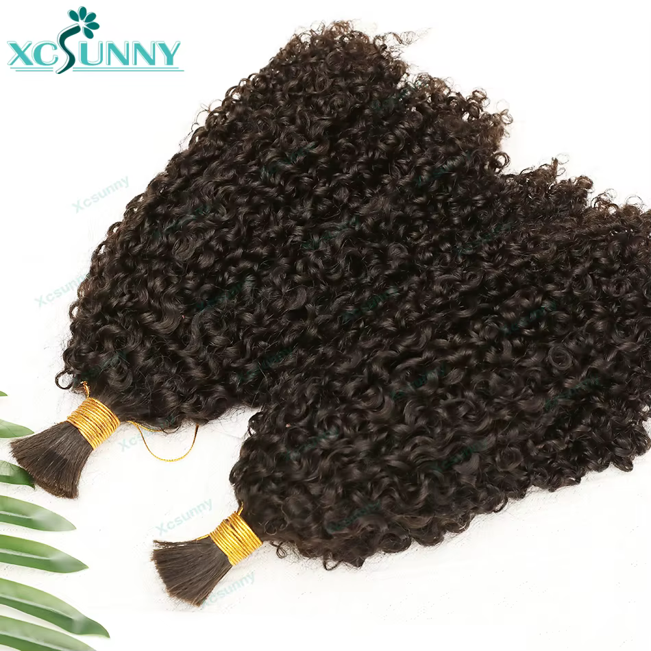 Extensions de Cheveux Humains Crépus et Bouclés pour Tressage