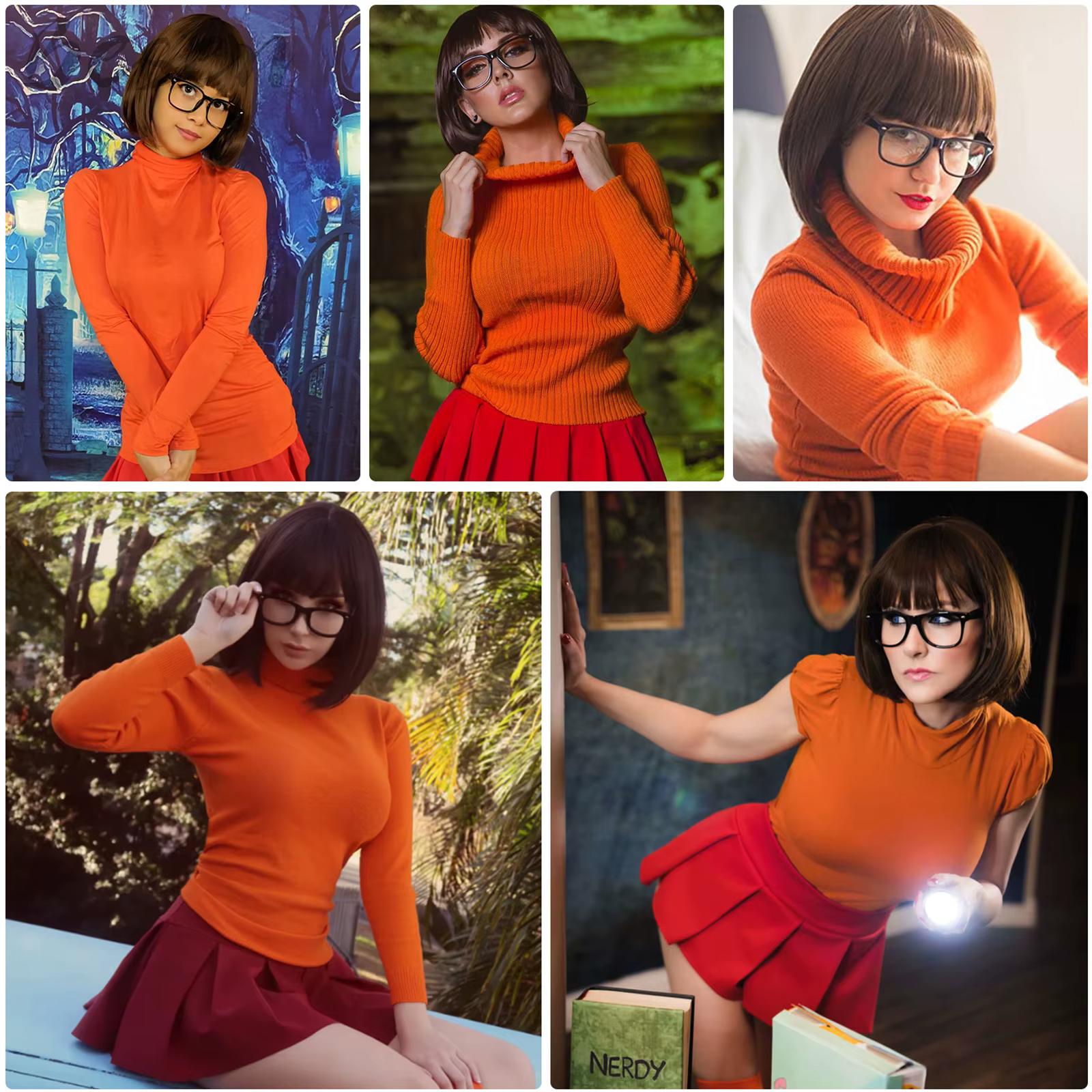 Perruques synthétiques Velma avec lunettes pour femmes