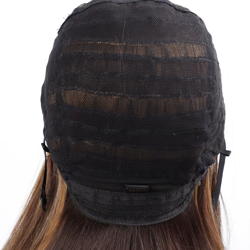 Sophia-Perruque Synthétique Droite en U pour Femme, Cheveux Raides Blonds Noirs, Perruque à Reflets, # P4/27