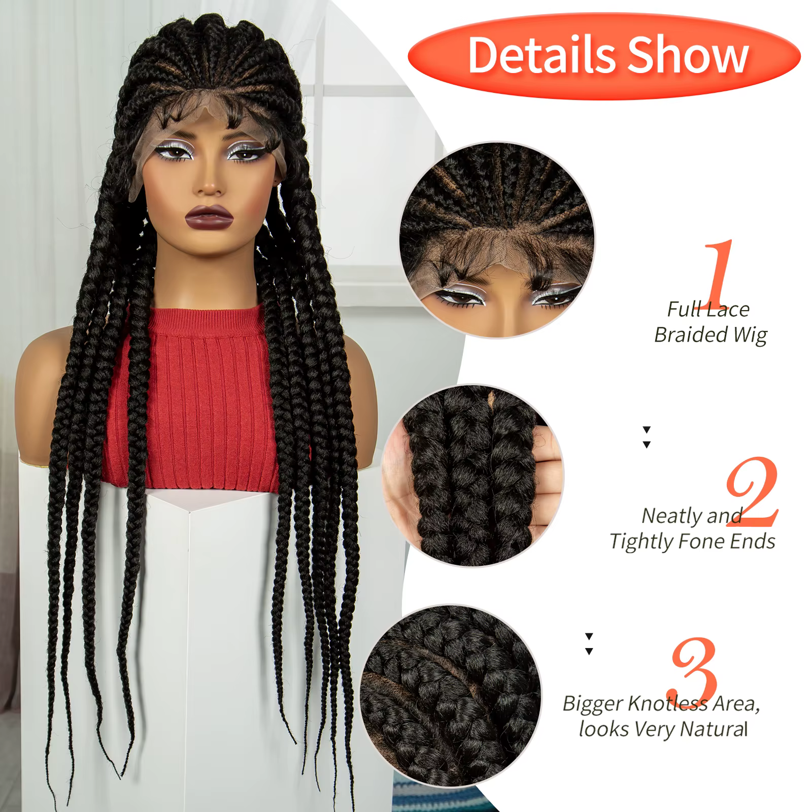 Perruques tressées Cornrow de 32 pouces