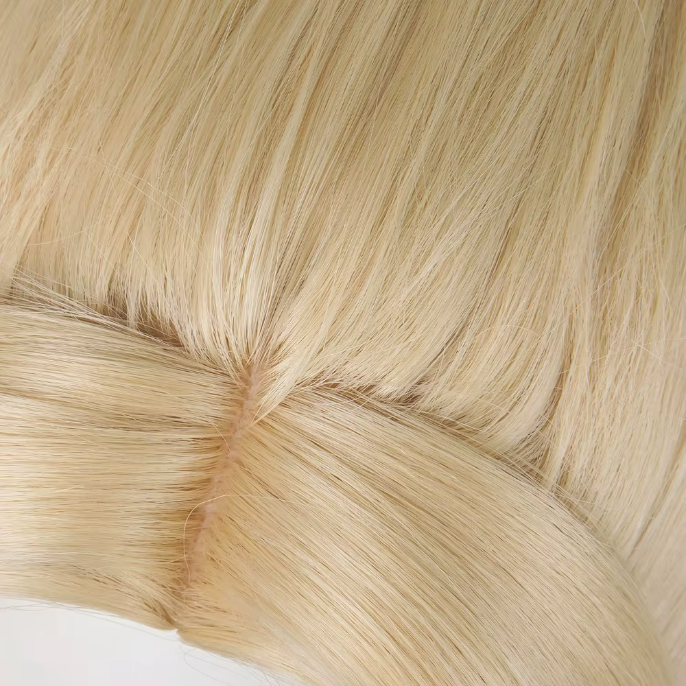 Perruques synthétiques longues ondulées blondes, partie centrale avec Clip queue de cheval, perruque moelleuse de Cosplay de jeu animé pour fête quotidienne